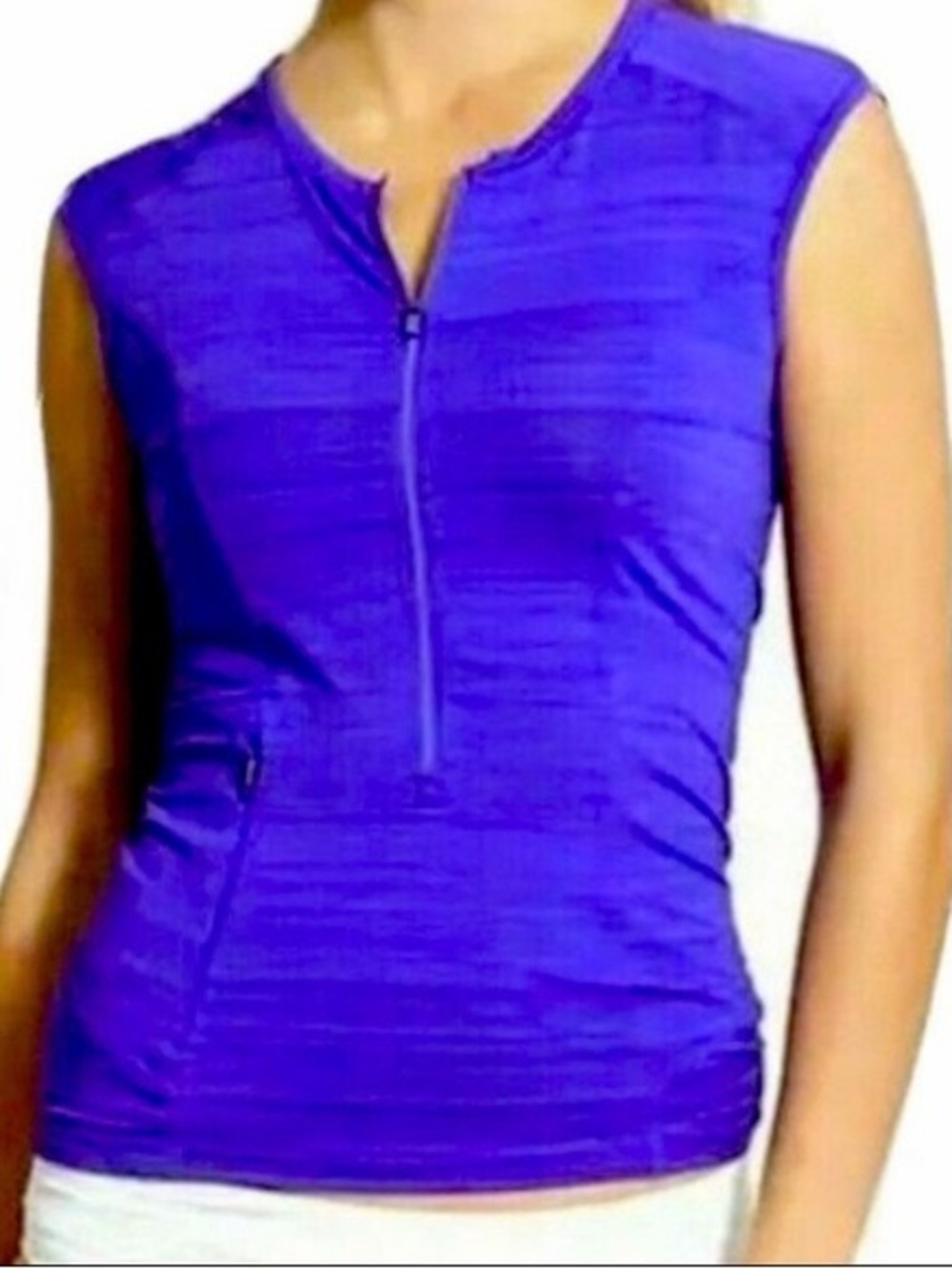 Athleta Pacifica 2.0 Tank Top Blue Purple Half Zip Performance XS
